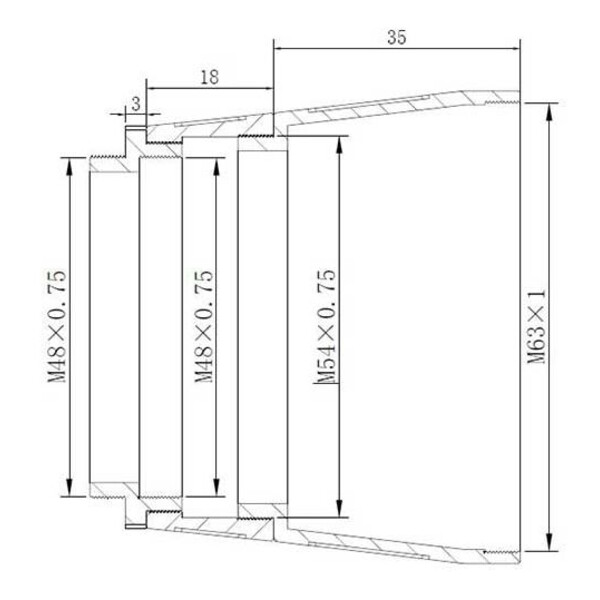 TS Optics Projektionsadapter Adapter M63/T2