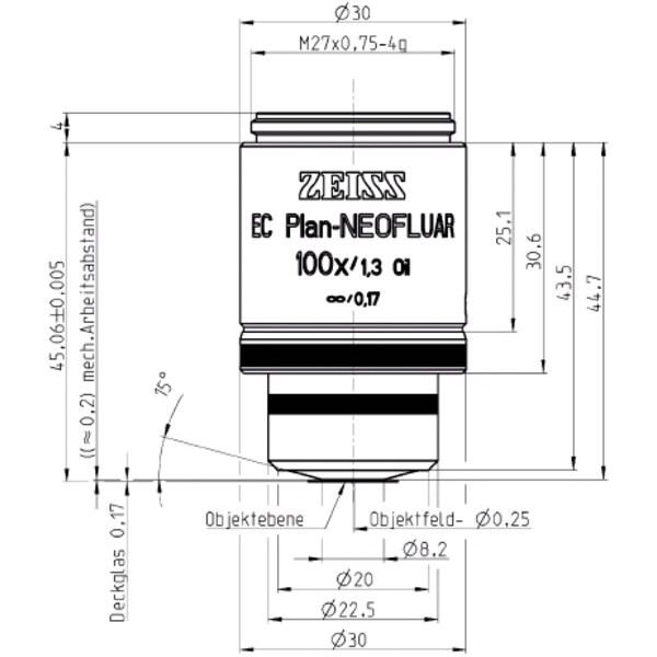 ZEISS Objektiv EC Plan-Neofluar,  Ph3 , 63x/1,25 Oil, wd=0,10mm