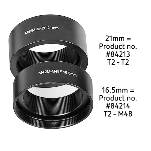 Omegon Verlängerungshülse T2-Verlängerung und 2'' Steckhülse 21mm