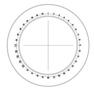 Motic Mikrometerstrichplatte Strichplatte Winkelmesser 360°/1°, Fadenkreuz, Ø23mm (SMZ-140)