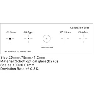 ToupTek Objektmikrometer, Raster (X&Y) 1mm/100 Div.x0.01mm