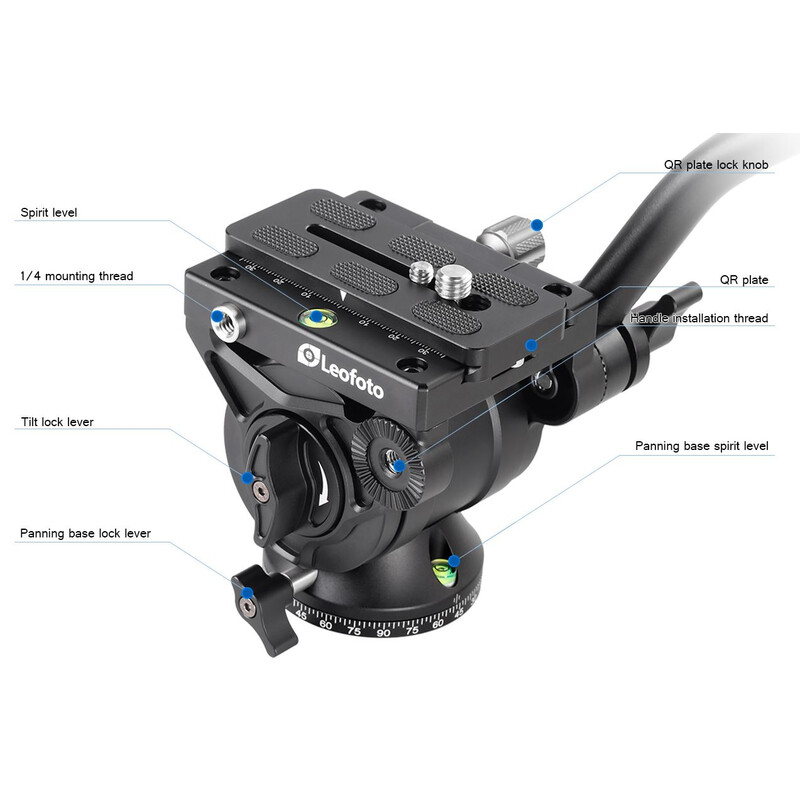 Leofoto Carbon-Einbeinstativ MF-324C + Schwenk-Neigefuß VD-04 + Videoneiger BV-10