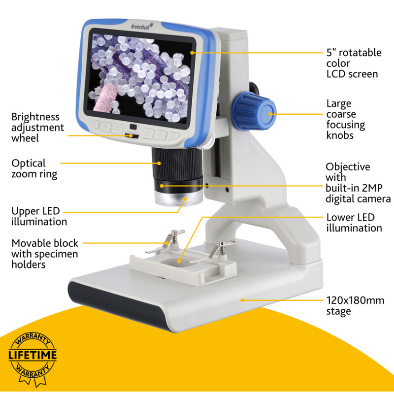 Levenhuk Mikroskop Rainbow DM500 2MP 1/2.9" 2.8µm LCD CMOS Color Digital