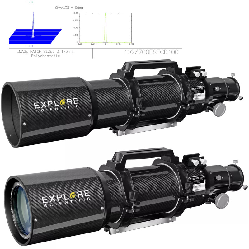 Explore Scientific Apochromatischer Refraktor AP 102/714 ED FCD-100 CF Hexafoc iEXOS-100 PMC-8 Wi-Fi GoTo